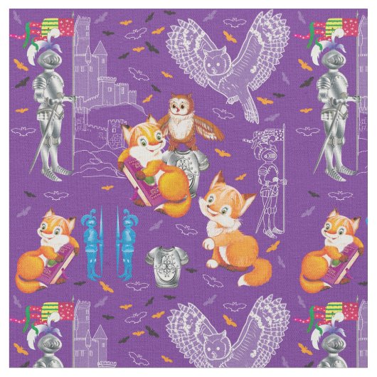 キツネとオウム ファブリック (クローズアップ)