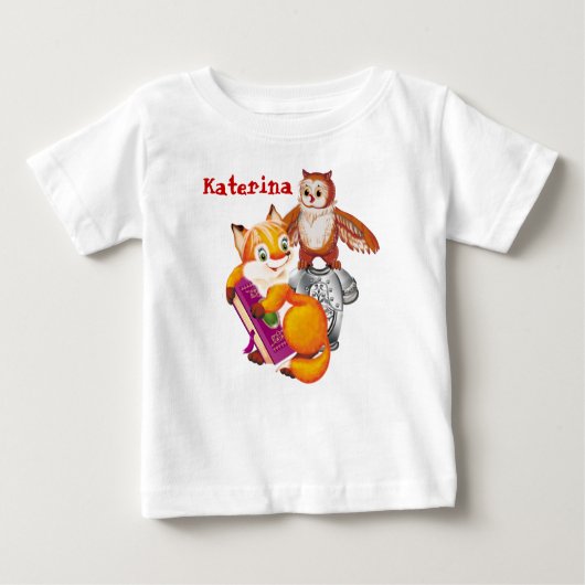 キツネとオウム ベビーTシャツ (正面)