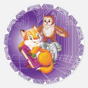 キツネとオウム ラウンドシール