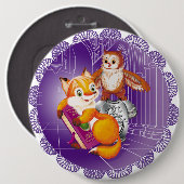 キツネとオウム 缶バッジ (正面&裏面)