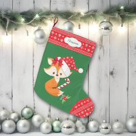 キツネとキャンディーケーン ラージクリスマスストッキング