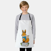 キツネとスカーフオンロック エプロン (着用した状態)