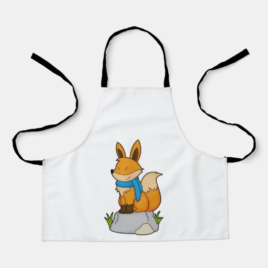 キツネとスカーフオンロック エプロン (正面)