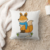 キツネとスカーフオンロック クッション (ブランケット)