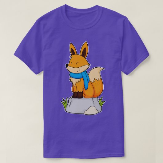 キツネとスカーフオンロック Tシャツ (デザイン正面)