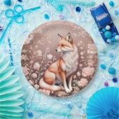 キツネとドリーミーピンクフローラ ペーパープレート (パーティー)