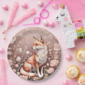 キツネとドリーミーピンクフローラ ペーパープレート (パーティー)