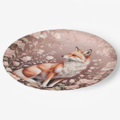 キツネとドリーミーピンクフローラ ペーパープレート (アングル)