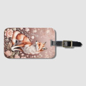 キツネとドリーミーピンクフローラ ラゲッジタグ (正面横)