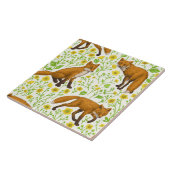 キツネとナチュラルホワイトのバターカップ タイル (側面)