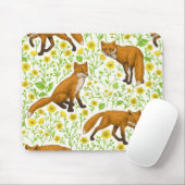 キツネとナチュラルホワイトのバターカップ マウスパッド (マウス)