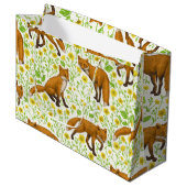 キツネとナチュラルホワイトのバターカップ ラージペーパーバッグ (正面アングル)