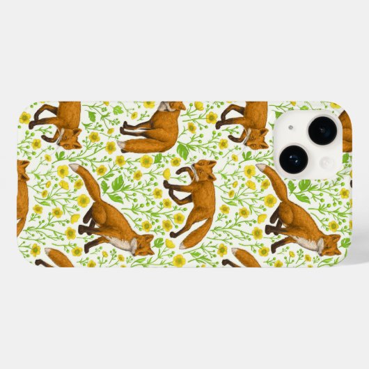 キツネとナチュラルホワイトのバターカップ Case-Mate iPhoneケース (裏面 (横))