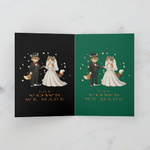 キツネとネコの結婚式のイラスト カード
