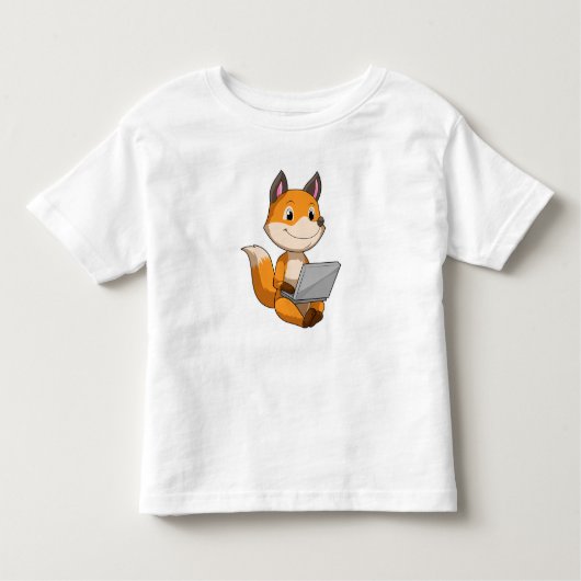 キツネとノートパソコン トドラーTシャツ (正面)