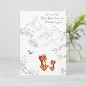 キツネとバタフライマウンテンウッドランドベビーシャワー 招待状 (スタンド正面)