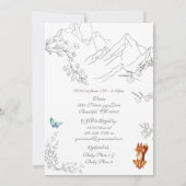 キツネとバタフライマウンテンウッドランドベビーシャワー 招待状 (裏面)