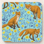 キツネとバターカップのプールブルー コースター (正面)