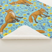 キツネとバターカップのプールブルー シェルパブランケット (3/4)