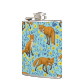 キツネとバターカップのプールブルー フラスク (左)