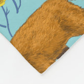 キツネとバターカップのプールブルー フリースブランケット (角)