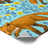 キツネとバターカップのプールブルー ポスター (角)