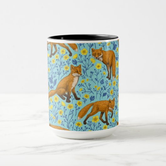 キツネとバターカップのプールブルー マグカップ (中央)