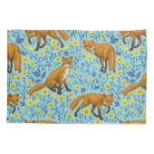 キツネとバターカップのプールブルー 枕カバー (裏面-左)