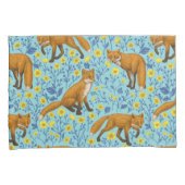 キツネとバターカップのプールブルー 枕カバー (正面右)