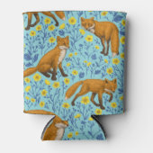 キツネとバターカップのプールブルー 缶クーラー (正面)