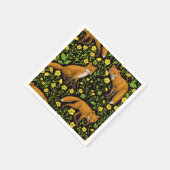 キツネとバターカップの黒 スタンダードカクテルナプキン (角)