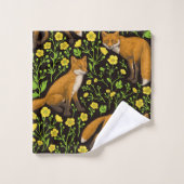 キツネとバターカップの黒 バスタオルセット (ウォッシュタオル)