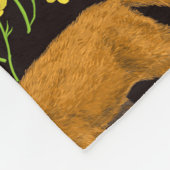 キツネとバターカップの黒 フリースブランケット (角)