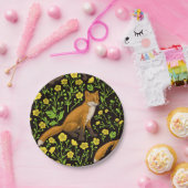 キツネとバターカップの黒 ペーパープレート (パーティー)