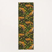 キツネとバターカップの黒 ヨガマット (正面)