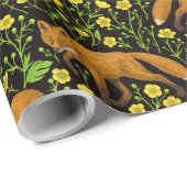 キツネとバターカップの黒 ラッピングペーパー (ロールコーナー)