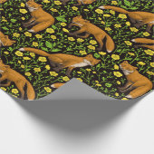 キツネとバターカップの黒 ラッピングペーパー (角)