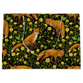 キツネとバターカップの黒 ラージペーパーバッグ (正面)