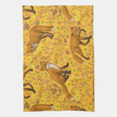 キツネとバターカップをオレンジ色に キッチンタオル (縦)