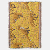 キツネとバターカップをオレンジ色に スローブランケット (正面縦)