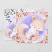 キツネとバニーの赤ちゃんシャワー招待状 シーズンカード (正面/裏面)