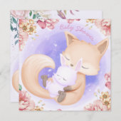 キツネとバニーの赤ちゃんシャワー招待状 招待状 (正面/裏面)