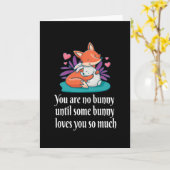 キツネとバニーカップル愛の平和の友人 カード (黄色い花)