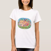 キツネとパンジー Tシャツ (正面)