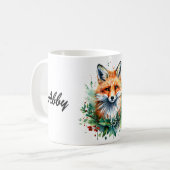 キツネとヒイラギ コーヒーマグカップ (正面左)