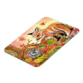 キツネとフェレットの紅葉 マグネット (左側)