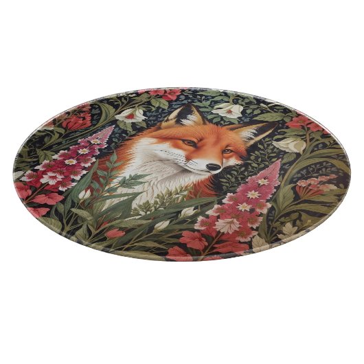 キツネとフォックスグローブフラワーズウィリアムインスパイアモリス カッティングボード (角)