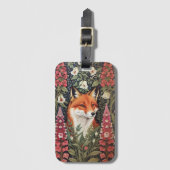 キツネとフォックスグローブフラワーズウィリアムインスパイアモリス ラゲッジタグ (正面縦)