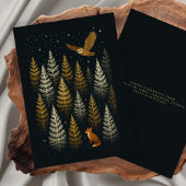 キツネとフクロウの森のクリスマスパーソナライズされた シーズンカード