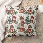 キツネとフクロウの森の動物のクリスマスパターン クッション (ブランケット)